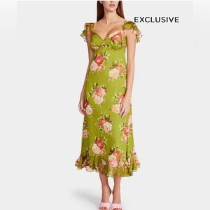 NWT Betsey Johnson Bouquet Bounty Midi Dress Green, Size XXL